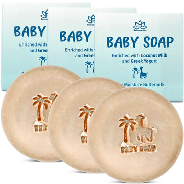 Relaxcation Baby Soap Bar with Mild Greek Yogurt and Coconut Milk - Naturally Cold Processed from Organic Ingredients - Newborn 