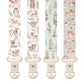 Stadela Baby Fabric Pacifier Clip Holder, Plastic Clip, 4-Pack, Woodland Pattern, Cedar Set
