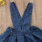 Zaxarra Toddler Baby Girls Strap Suspender Skirt Overalls Dress Outfit (Blue, 3-4 T)