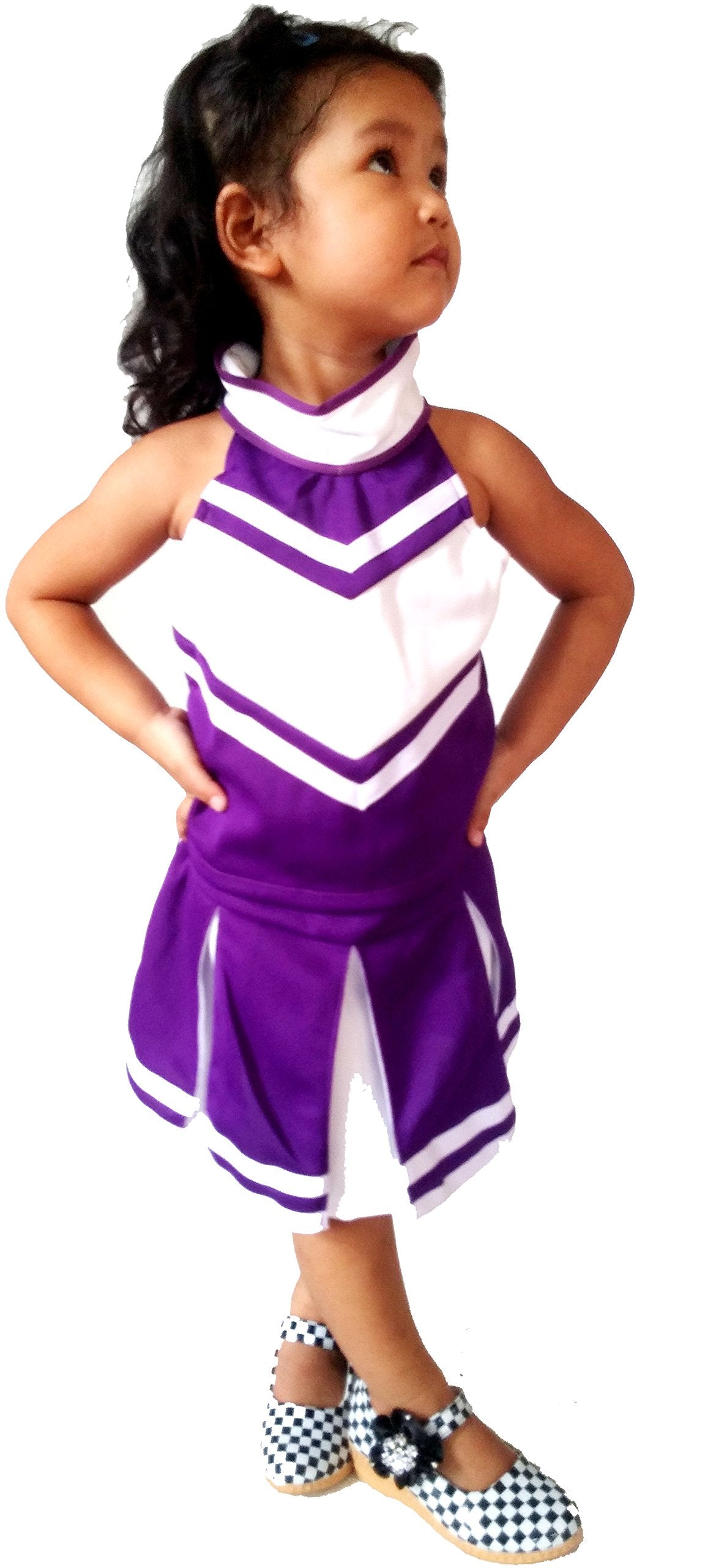 Total 2550 Little Girls' Cheerleader Cheerleading Outfit Uniform Costume Cosplay Violet/White (M / 5-8)
