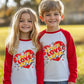 Valentine Shirts Toddler Boys Girls Contrast Raglan Long Sleeve Tees Kids Love Heart Red Tops 4T
