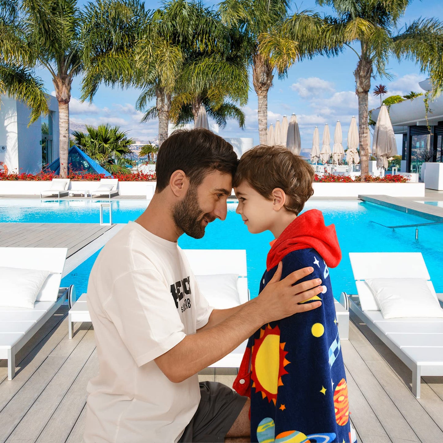 VOOVA & MOVAS Kids Hooded Towels Age 3-10, 30X50,Soft | Thick | Absorbent Cotton Beach, Bath, Pool Towel | Wrap, Oversized for