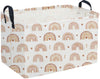 Sanjiaofeng Rectangular Boho Basket Rainbows Storage Bins,Girls Storage Basket with Handles.Clothers,Books,Kid s Gifts Bins. (R