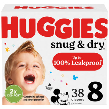 Huggies Size 8 Diapers, Snug & Dry Baby Diapers, Size 8 (46+ Lbs), 15 Count, Packaging May Vary