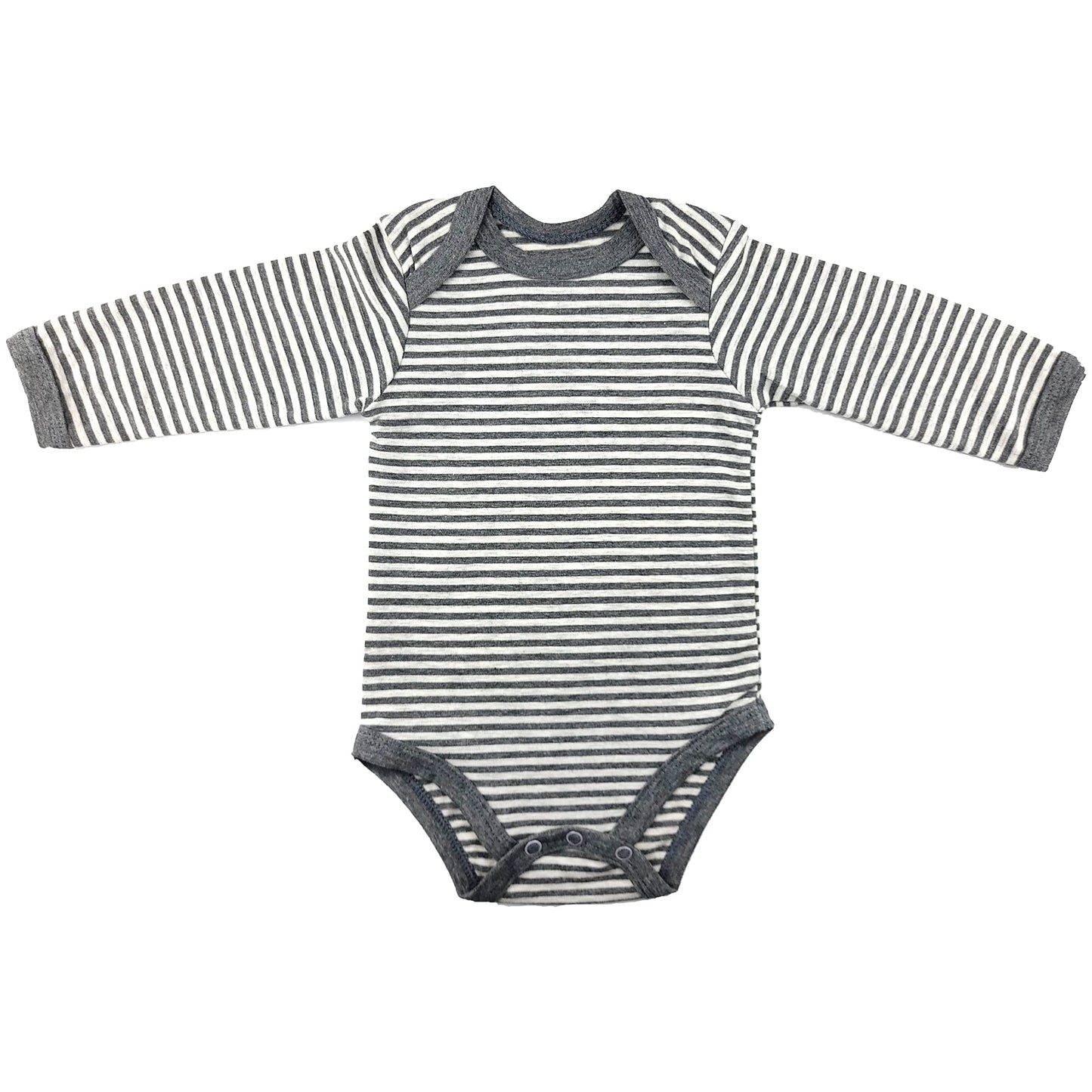 123 Bear Baby 3-Pack Soft Cotton Spandex Bodysuits (Gray Stripes 2 Long-Sleeve, Newborn)
