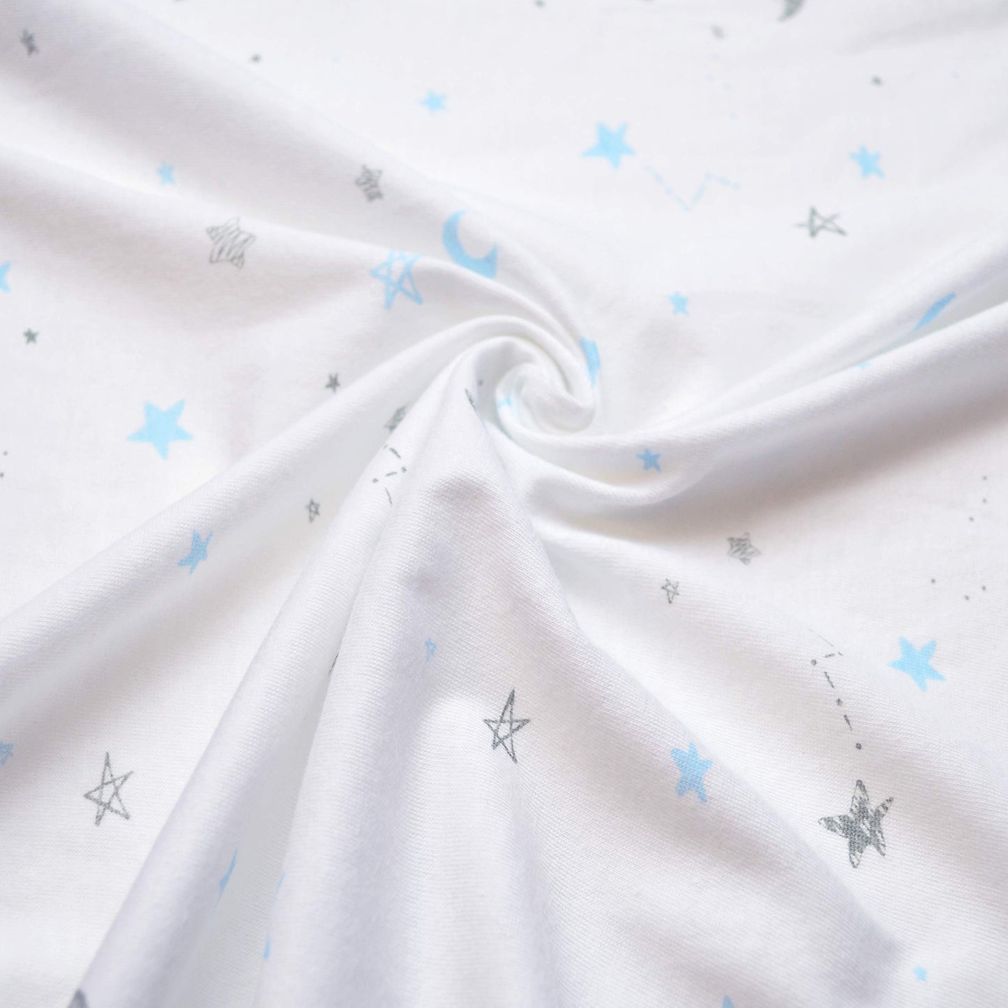 TL Care 2 Pack Printed 100% Natural Cotton Jersey Knit Fitted Pack N Play Playard Sheet, Blue Stars/Zigzag, Soft Breathable