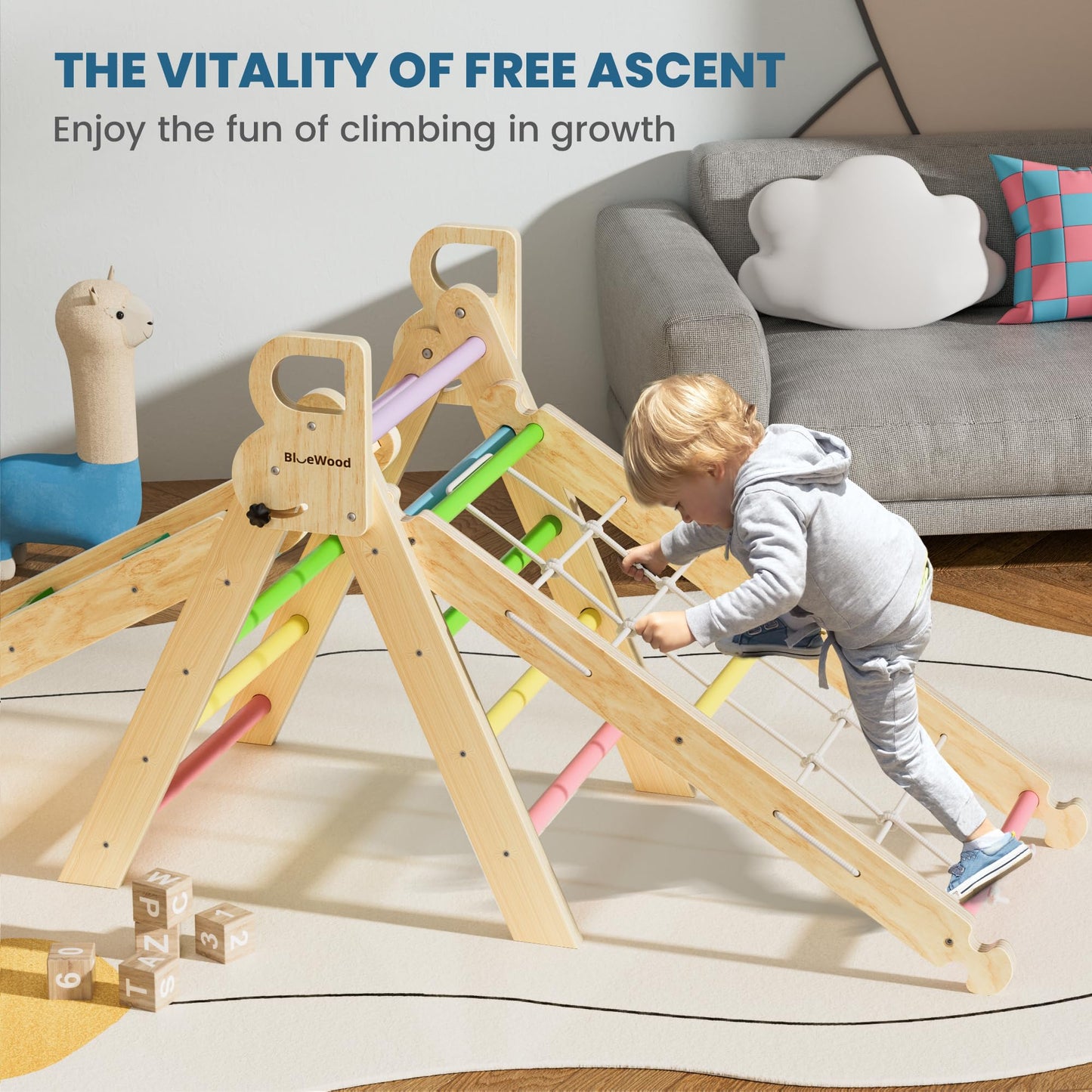 Bluewood 2024 8 In 1 Pikler Triangle Climbing Set Montessori Climbing Set Toddler Climbing Toys Indoor Baby Jungle Gym Pikler Cl