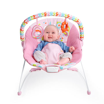 Bright Starts Fanciful Fantasy Unicorn 3-Point Harness Vibrating Baby Bouncer With-Toy Bar