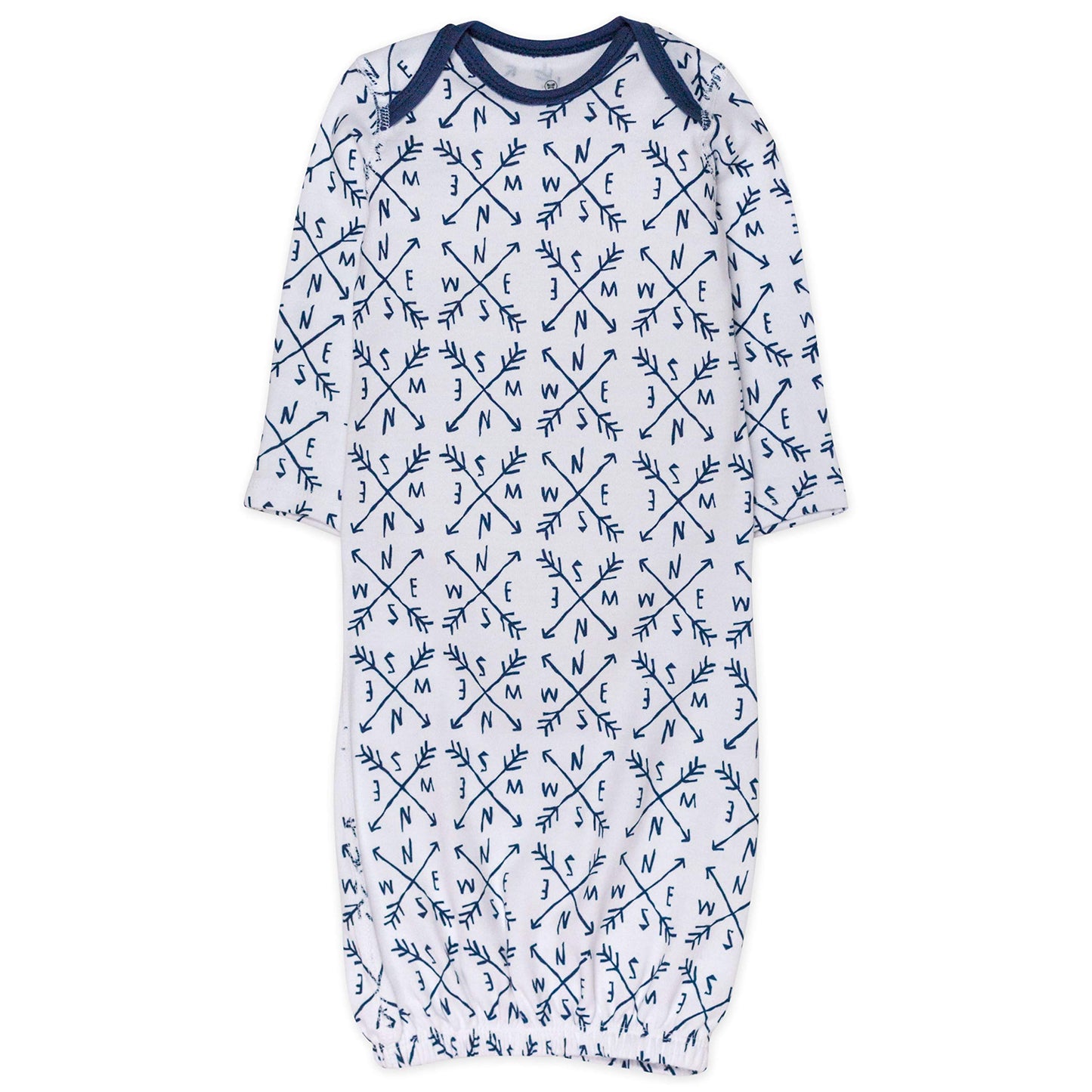 Honestbaby 2-Pack Organic Cotton Sleeper Gowns, Compass, 0-6 Months