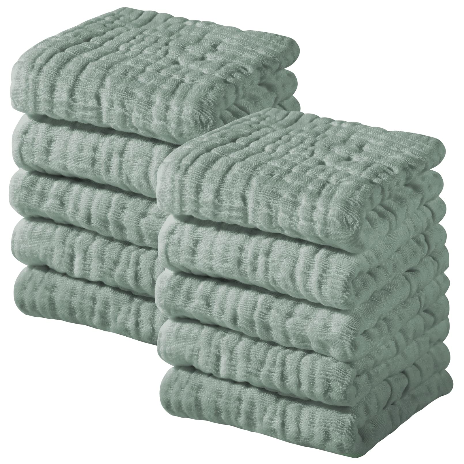 Yoofoss Muslin Baby Washcloths 100% Cotton Face Towels 10 Pack Wash Cloths For Baby 12X12In Soft And Absorbent Baby Wipes (Dark