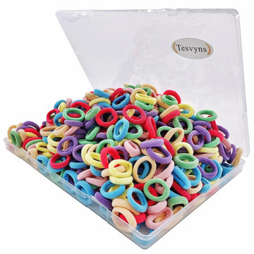 Tesvyns 300Pcs Baby Hair Ties Cotton Toddler Hair Ties for Girls and Kids, Kids Seamless Hair Bands Ponytail Holders(Black)