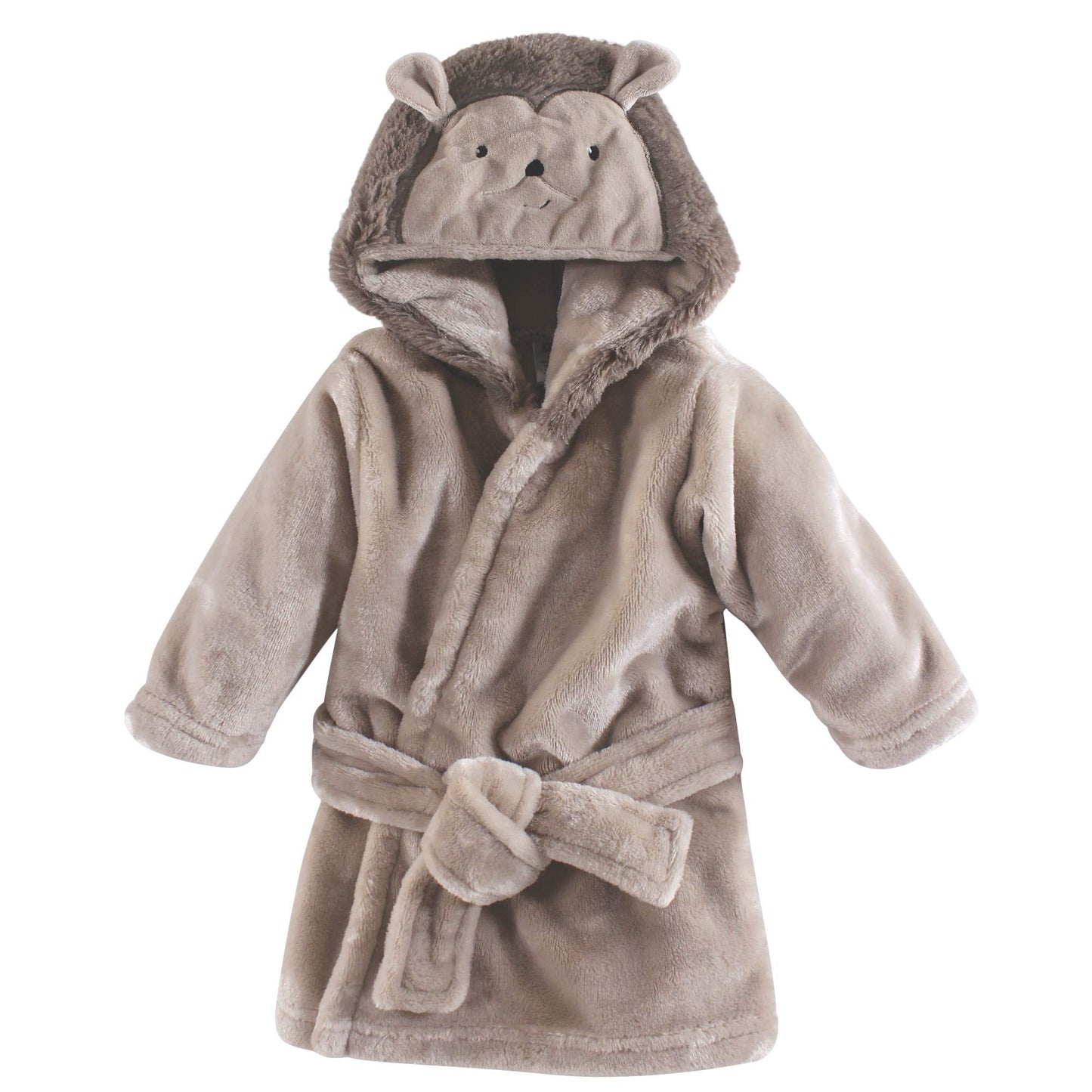 Hudson Baby Unisex Baby Plush Animal Face Bathrobe, Hedgehog, 0-9 Months