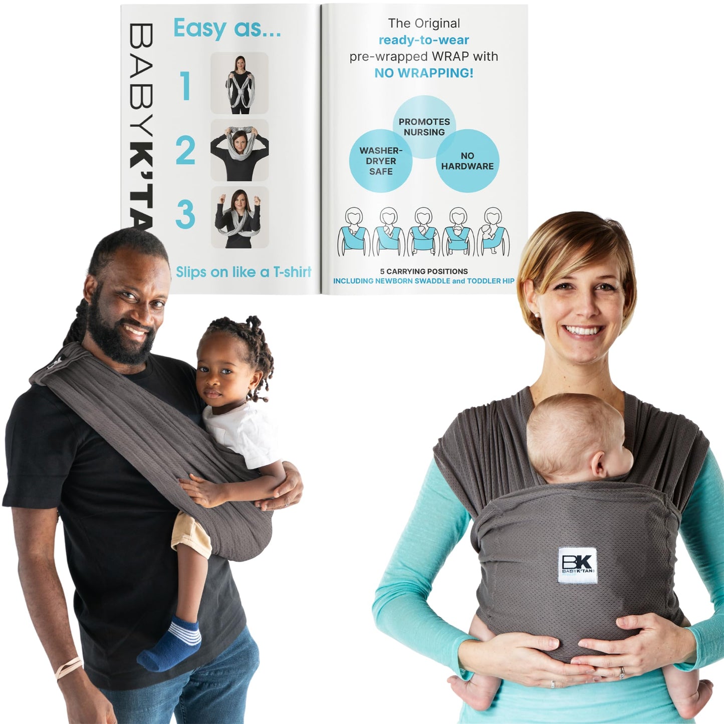 Breeze Baby Ktan Baby Carrier, #1 Easy Pre-Wrapped Baby Sling Gift | Breathable 100% Cotton Mesh | Hands Free Wrap for Infants 