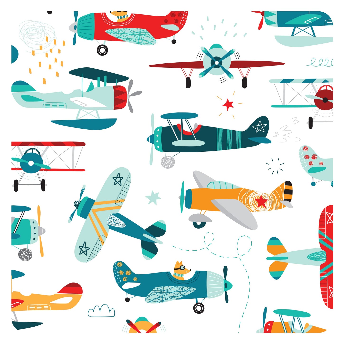 Bapronbaby Retro Airplanes Splash Mat - Waterproof Catch-All For Under High Chairs, Floors, Tables, Playtime Or Arts & Crafts -
