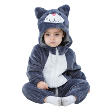 Tonwhar Unisex Baby Animal Halloween Costume Kid'S And Toddler'S Autumn Winter Outfits Jumpsuit(3-4 T,Dark Gray Cat)