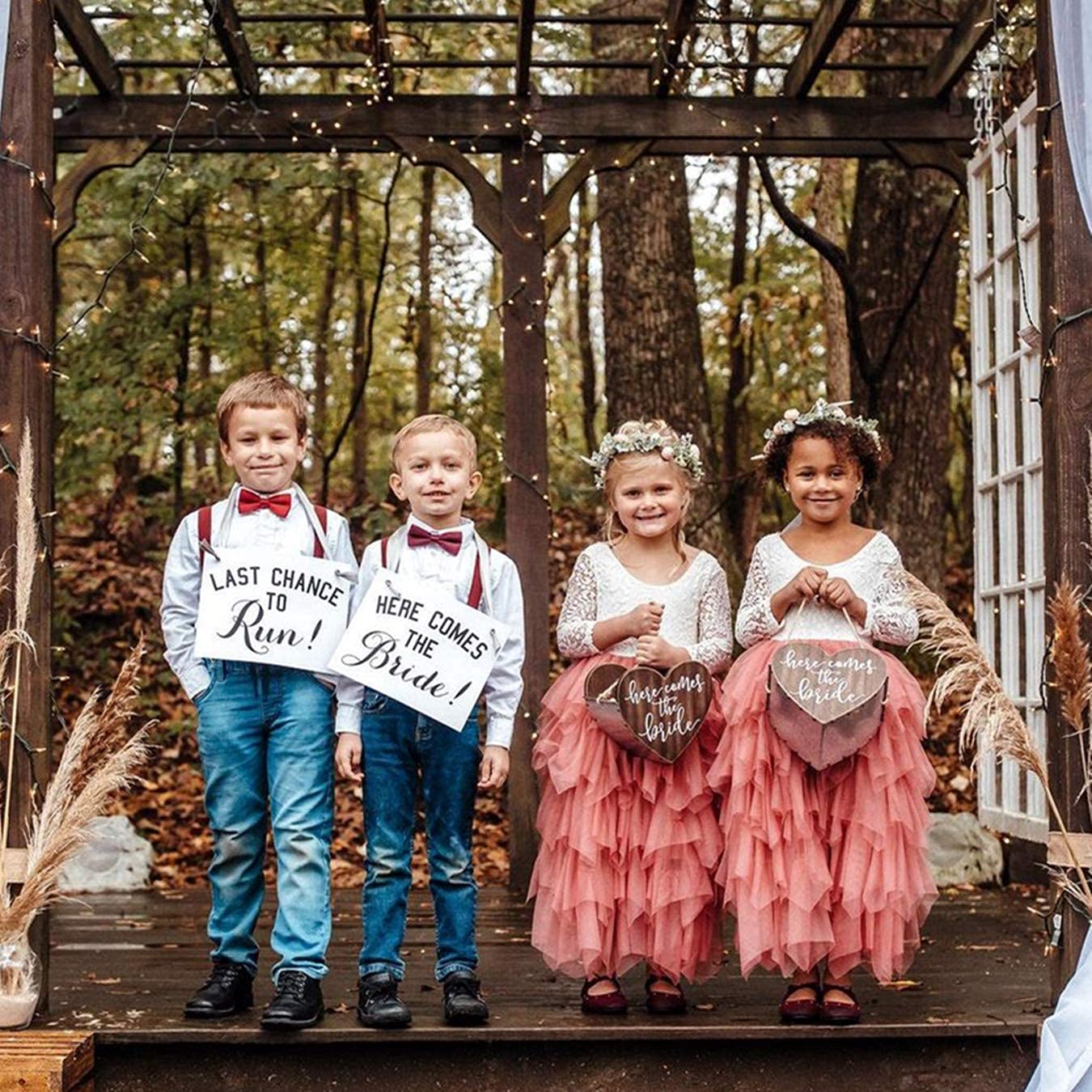 2Bunnies Girl Peony Lace Back A-Line Tiered Tutu Tulle Flower Girl Dress (Dusty Rose Sleeve Maxi, 7-8Yrs)