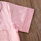 Toddler Baby Kids Satin Pajamas Set, Long Sleeve Button-Down Sleepwear Pjs For Girls (2T, Pink-Short Sleeve)