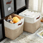 DECOMOMO 13 Inch Cube Storage Bins, Fabric Storage Cube, Basket for Kallax Shelves (Beige & White, Cube 13 - 4 Pack)