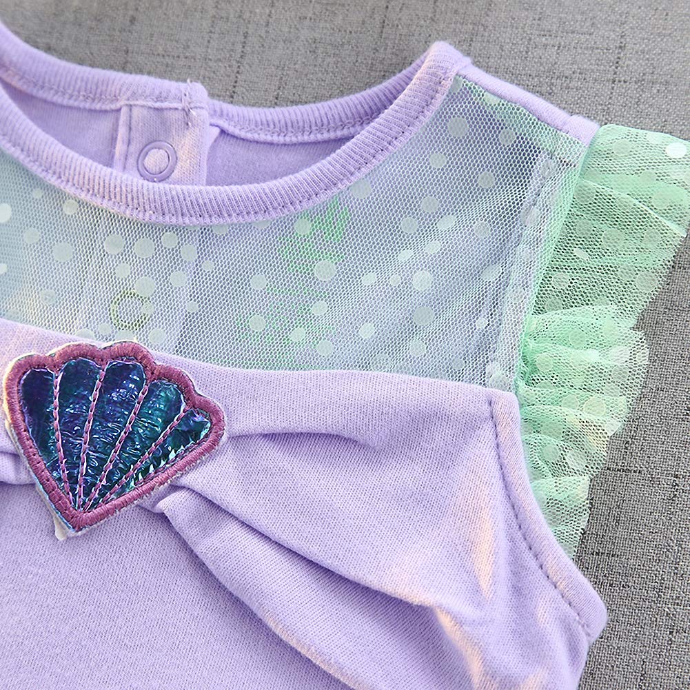 Dressy Daisy Baby Girls Princess Mermaid Dress Onesie Bodysuit Romper Halloween Costume With Headband Size 3-6 Months Purple 214