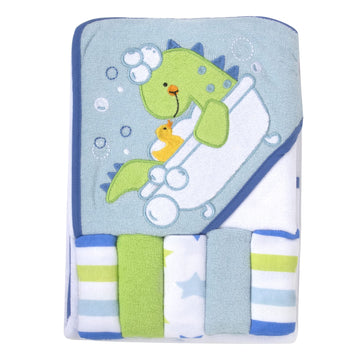 Baby Hooded Towel And Washcloth Set For Infants, Boys And Girls 6-12 Months (Refreshed Rex)