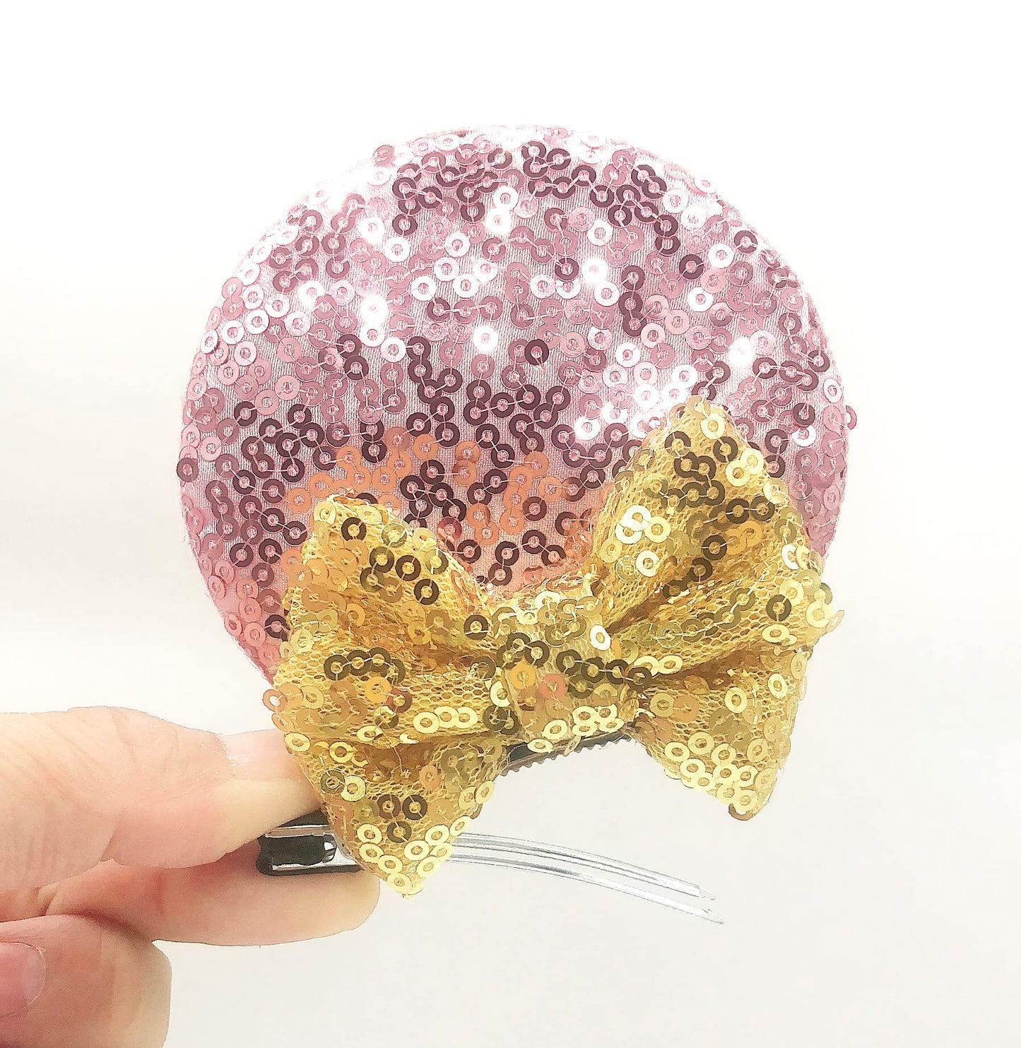 2 Pairs Sequin Ears Hair Clips, Mouse Ear Bows For Kids, Girls And Women - Glitter Princess Accessories For Birthday, Christmas