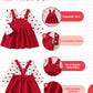 Kucnuzki Baby Girl Clothes 3-6 Months Baby Girl Valentines Day Long Sleeve Ruffle Romper Shirt Red Suspender Overall Dress Fall