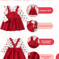 Kucnuzki Baby Girl Valentines Day Outfit 0-3 Months Baby Girl Clothes Long Sleeve Ruffle Romper Shirt Suspender Overall Dress In