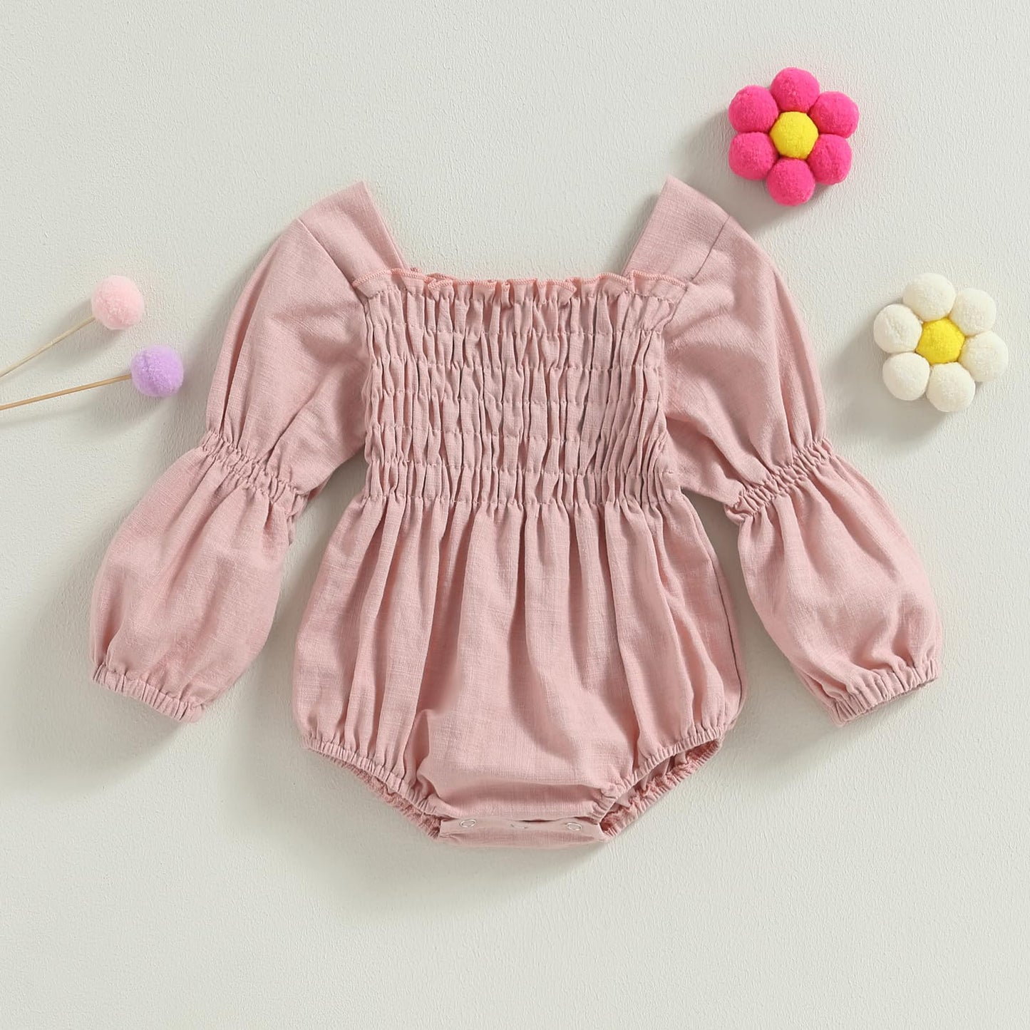 Mersariphy Infant Baby Girl Romper Ruffle Sweatshirt Romper Floral Festival Clothes Baby Fall Winter Outfits (Pink, 12-18 Months