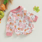 Halloween Newborn Baby Girl Outfit Pumpkin Sweatshirt Romper Long Sleeve Romper Jumpsuit Infant Fall Winter Clothes (Flower, 0-3
