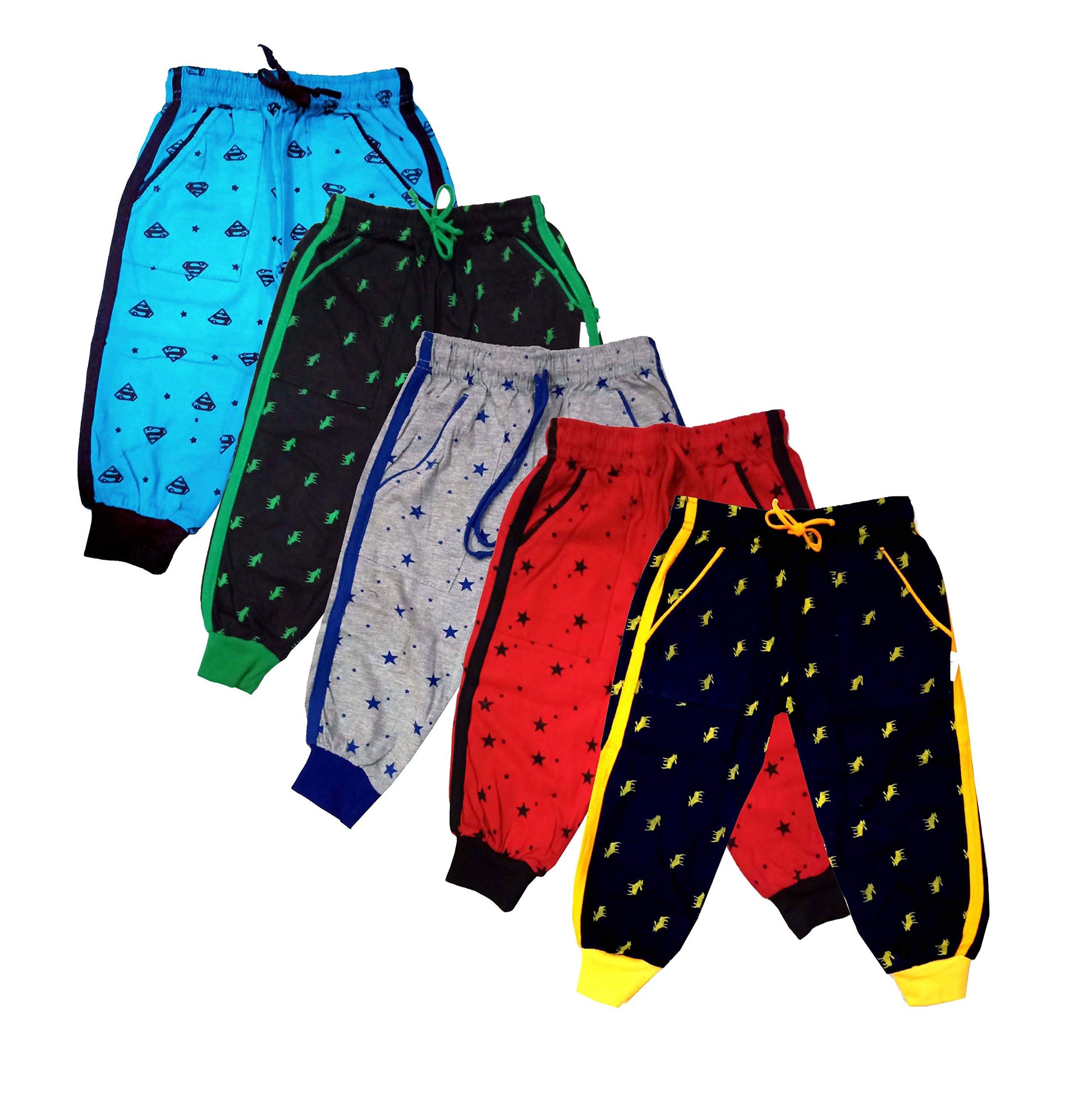 LOVO Girls and Boys Cotton Printed Payjama Lowers (Multicolor, 45 Years) Set of 5