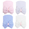 Zando Newborn Hospital Hat Toddler Beanie Baby Boy Girl Knot Headbands With Big Bows Infant Baby Nursery Caps White & Blue & Pin