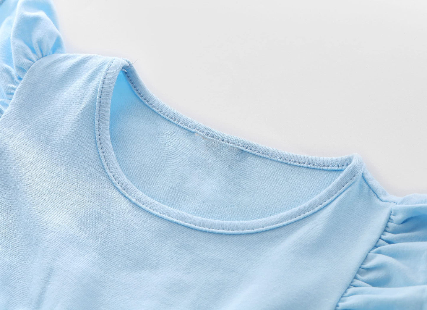 Twkioue Girl Ruffle Sleeve Dress Crewneck Tutu Tulle Fluffy Solid Color Dresses 817 Blue 120