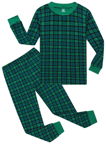 Christmas Plaid Pjs Baby Boys Long Sleeve Pajamas Cotton Green Sleepwear Holiday Infant Size 18-24 Months