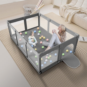 Large Baby Playpen For Toddlers, Playpen 74  50, Large Baby Play Yards Indoor & Outdoor, Sturdy Safety Baby Play Pen With Soft B