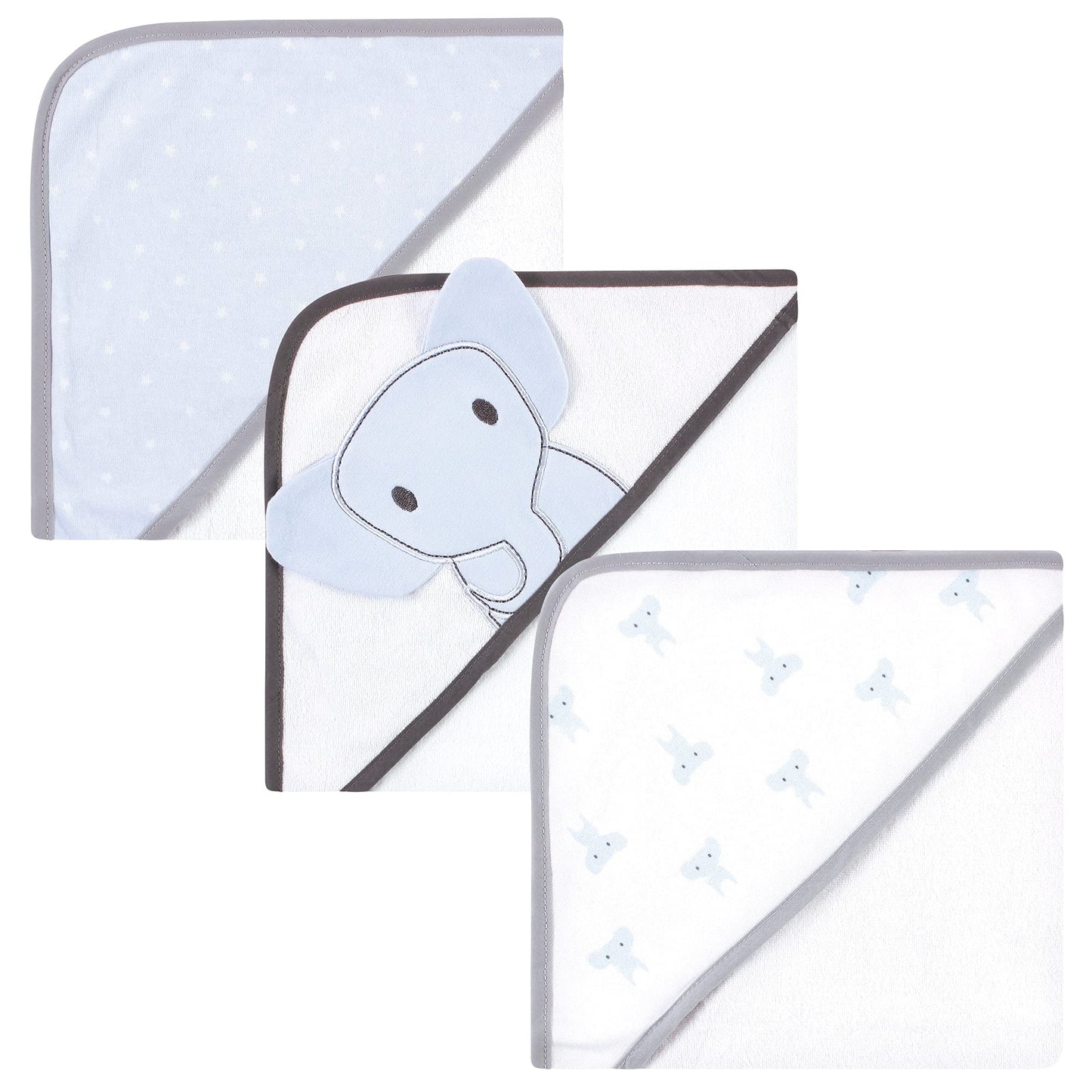 Hudson Baby Unisex Baby Cotton Rich Hooded Towels, Blue Elephant, One Size