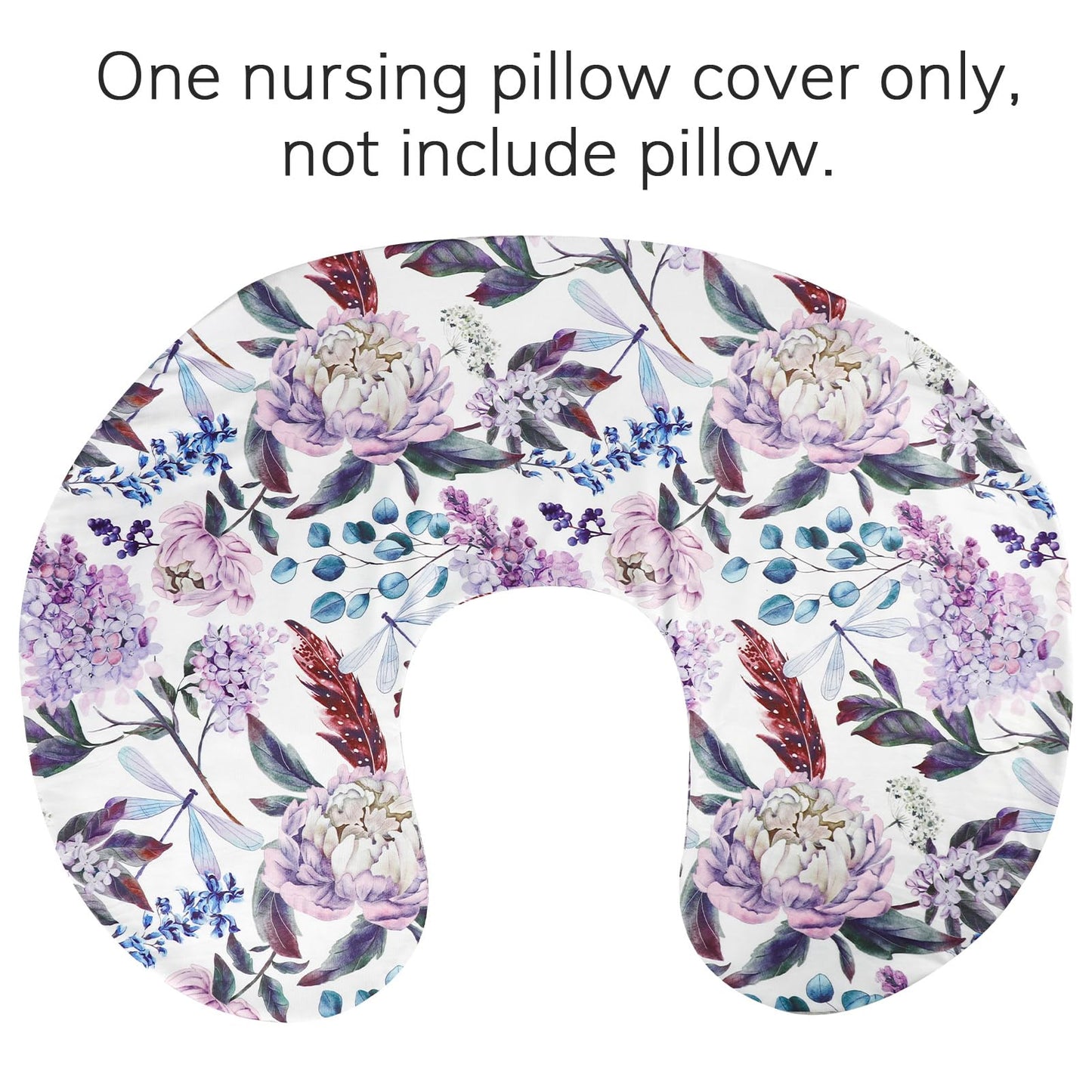 Purple Floral Wisteria Nursing Pillow Cover, Nursing Pillowcase Set For Baby Boy Or Baby Girl, Nursing Pillow Slipcover Cushion