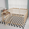 Baby Playpen, Wooden Playpen for Babies and Toddlers, Large Adjustable Wooden Baby Playard with Locking Gate, Easy to Assemble, 
