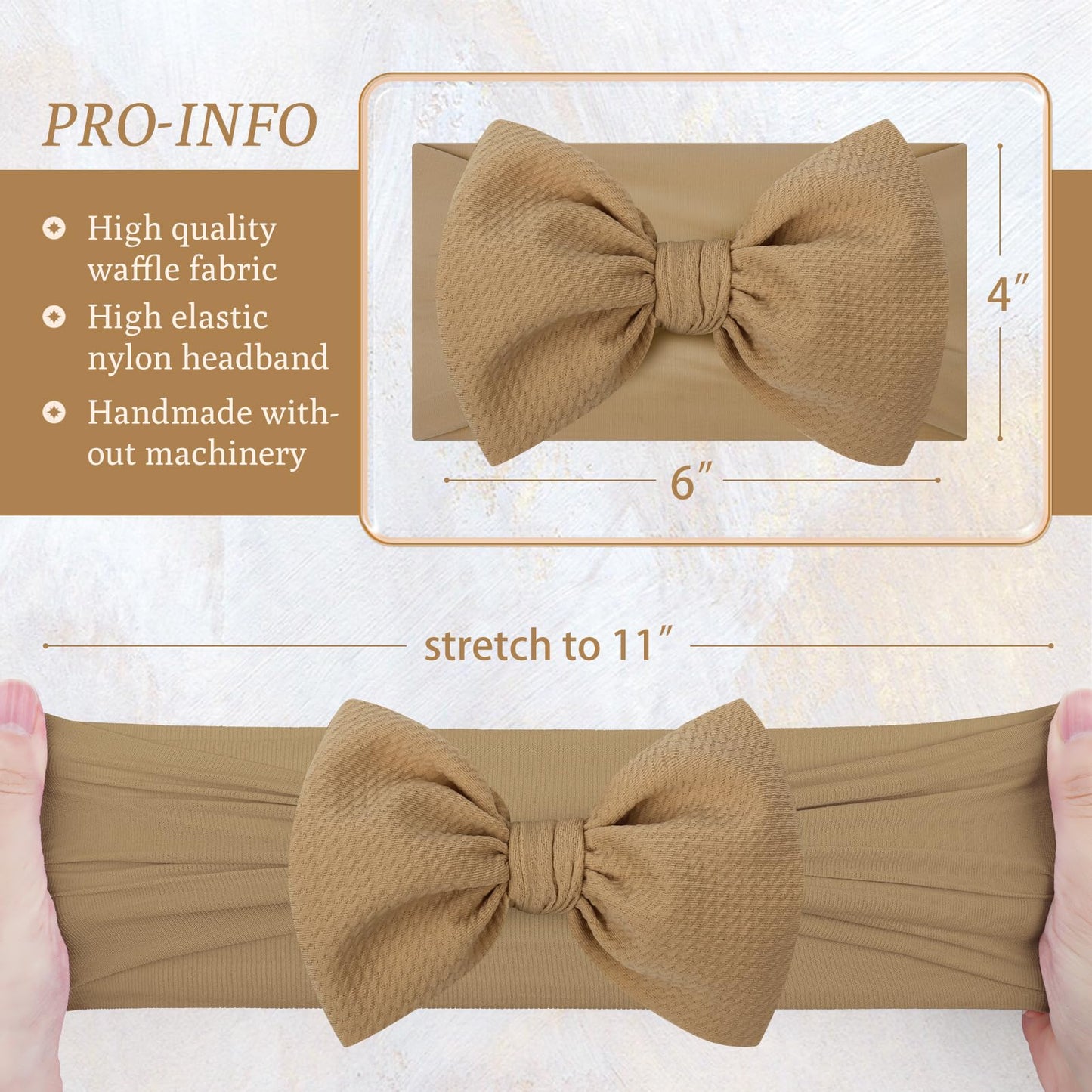 Oneninedream Baby Headbands Hair Bows For Infants Elastics Big Bows For Girls Baby Bows 6-12 Months Toddlers Hair Bows Gray Whit