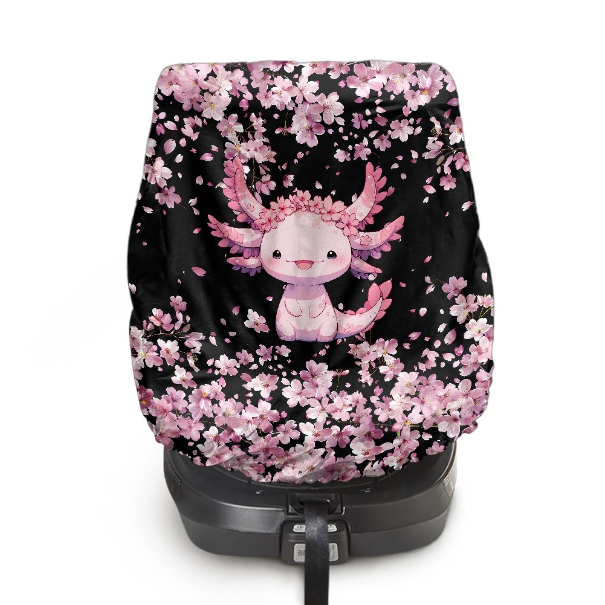 NDISTIN Axolotl Baby Car Seat Sunshade Cover Pink Cherry Blossom Infant Auto Seats Heat Protector Blocks Out Heat and Sun Interi