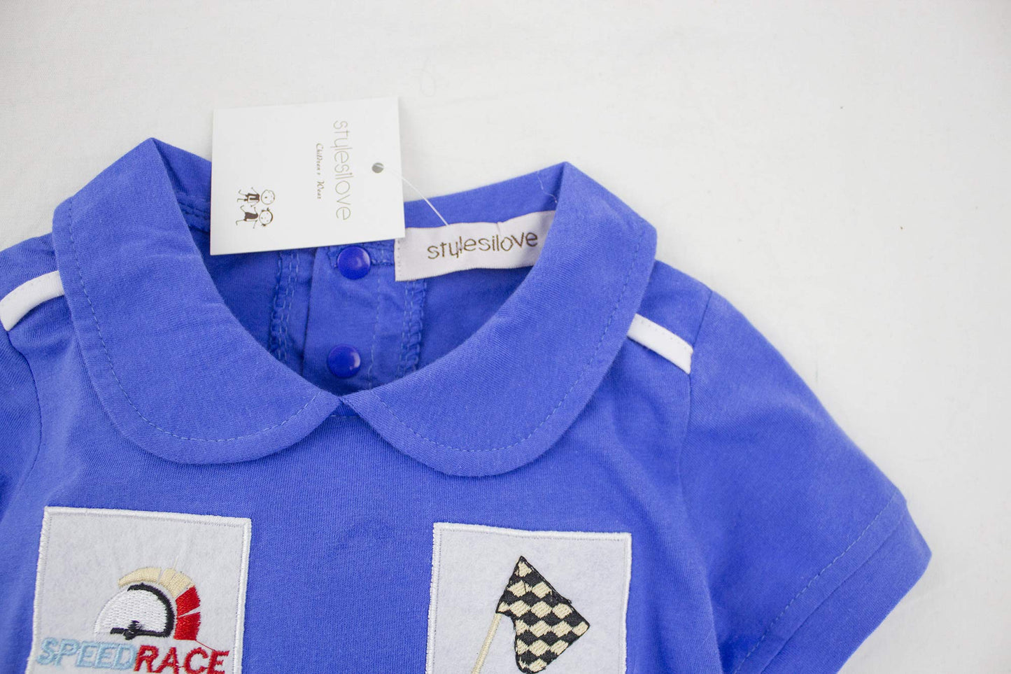 Stylesilove Baby Boy Short Sleeves Chic Car Racer Cotton Romper Halloween Baby Boy Clothes (Blue, 95/18-24 Months)