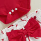 Rtnnsbbfcm Newborn Baby Girl Valentine'S Day Outfit Long Sleeve Ribbed Romper Heart Print Pants Headband 3Pcs Set (Red Bow, 0-3