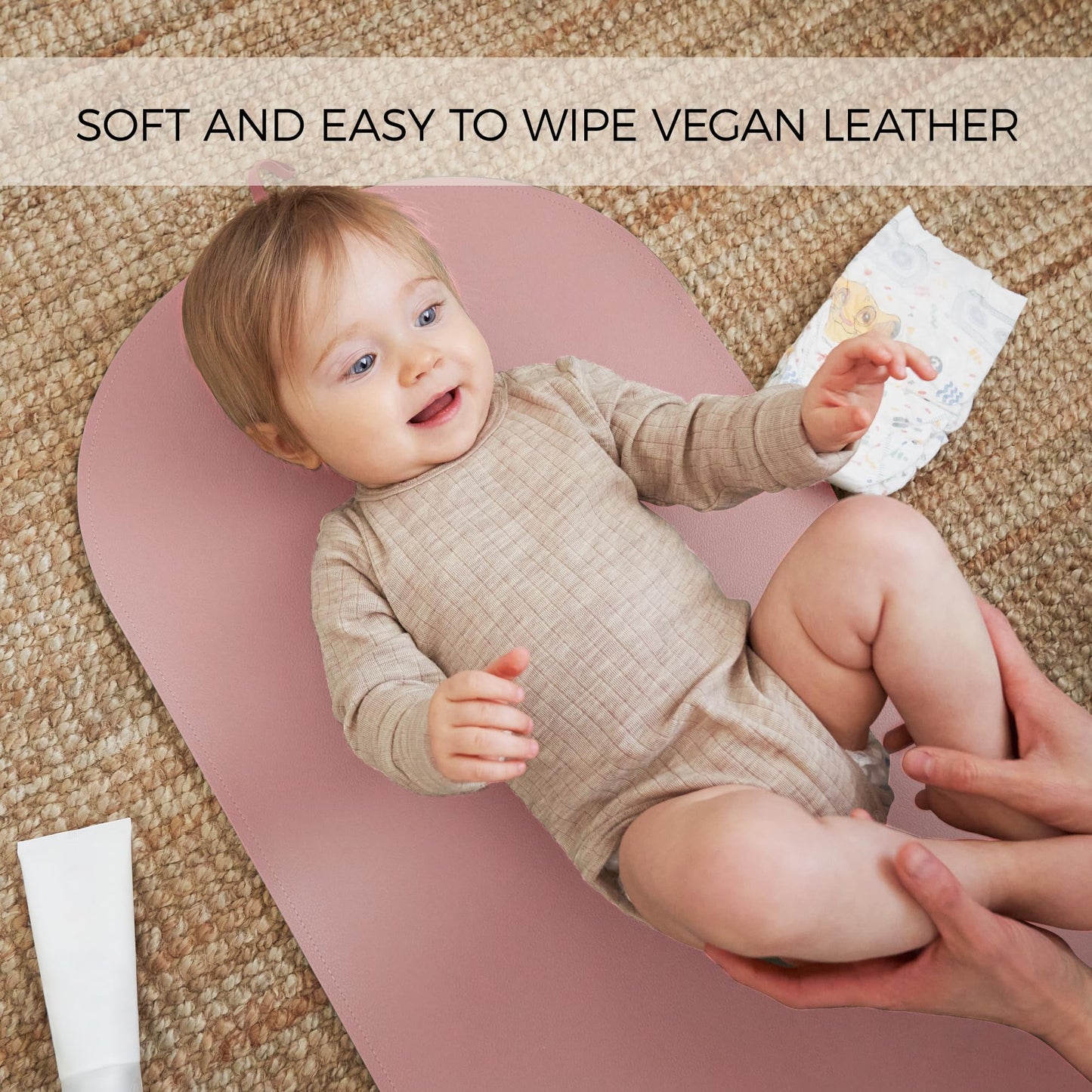 Beautiful Portable Baby Changing Pad - Wipeable And Easy To Clean Diaper Changing Mat - The Perfect Waterproof Vegan Leather Pad