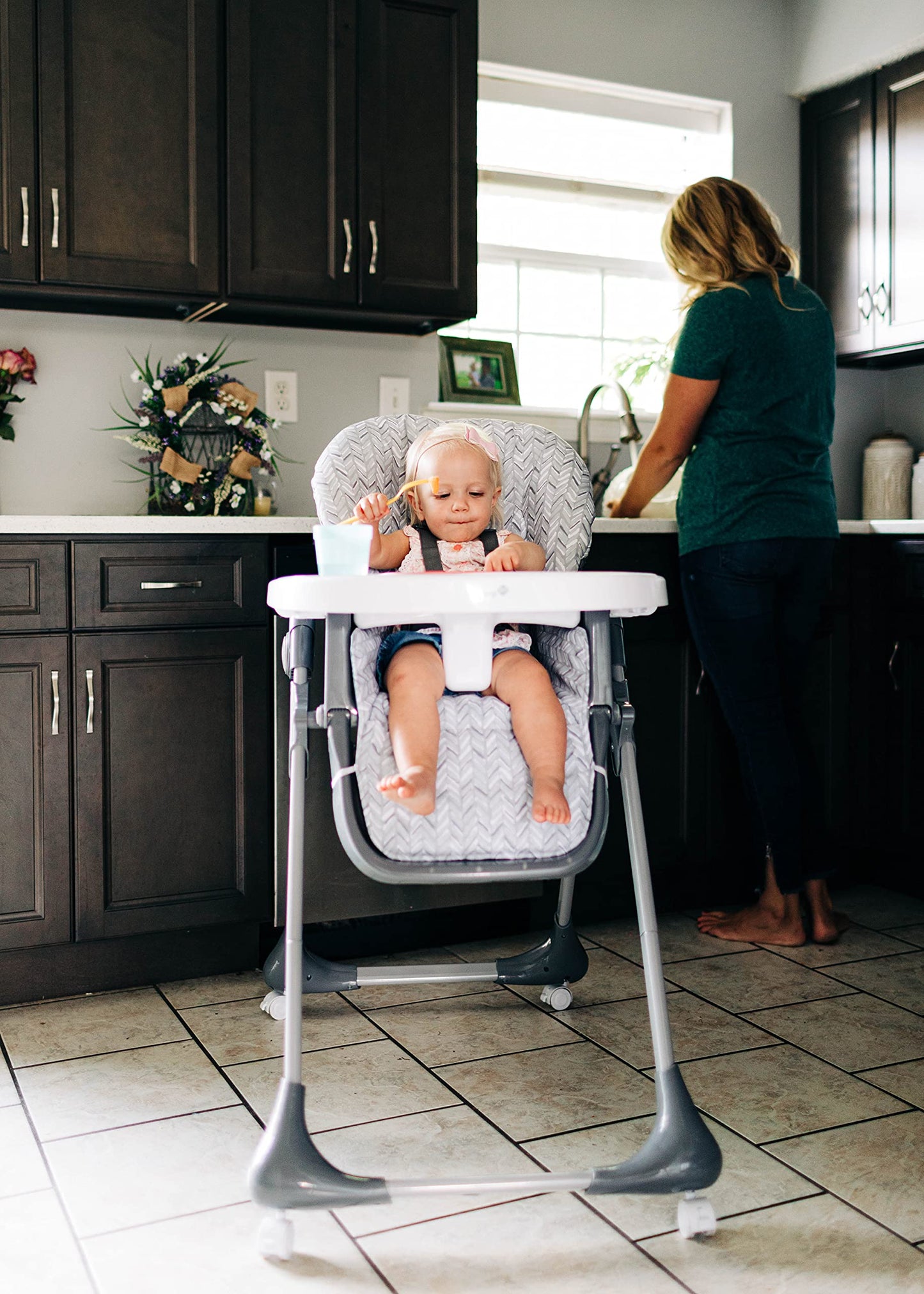 Safety 1st High Chairs for Babies and Toddlers, 3-In-1 Grow and Go with Tray and Adjustable Seat, Monolith