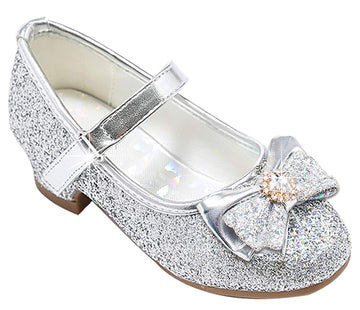Furdeour Silver Mary Jane Glitter Shoes For Girls Size 13 Wedding Party High Heels Shoes For Girls 8 Yr Cosplay Low Heeled Princ