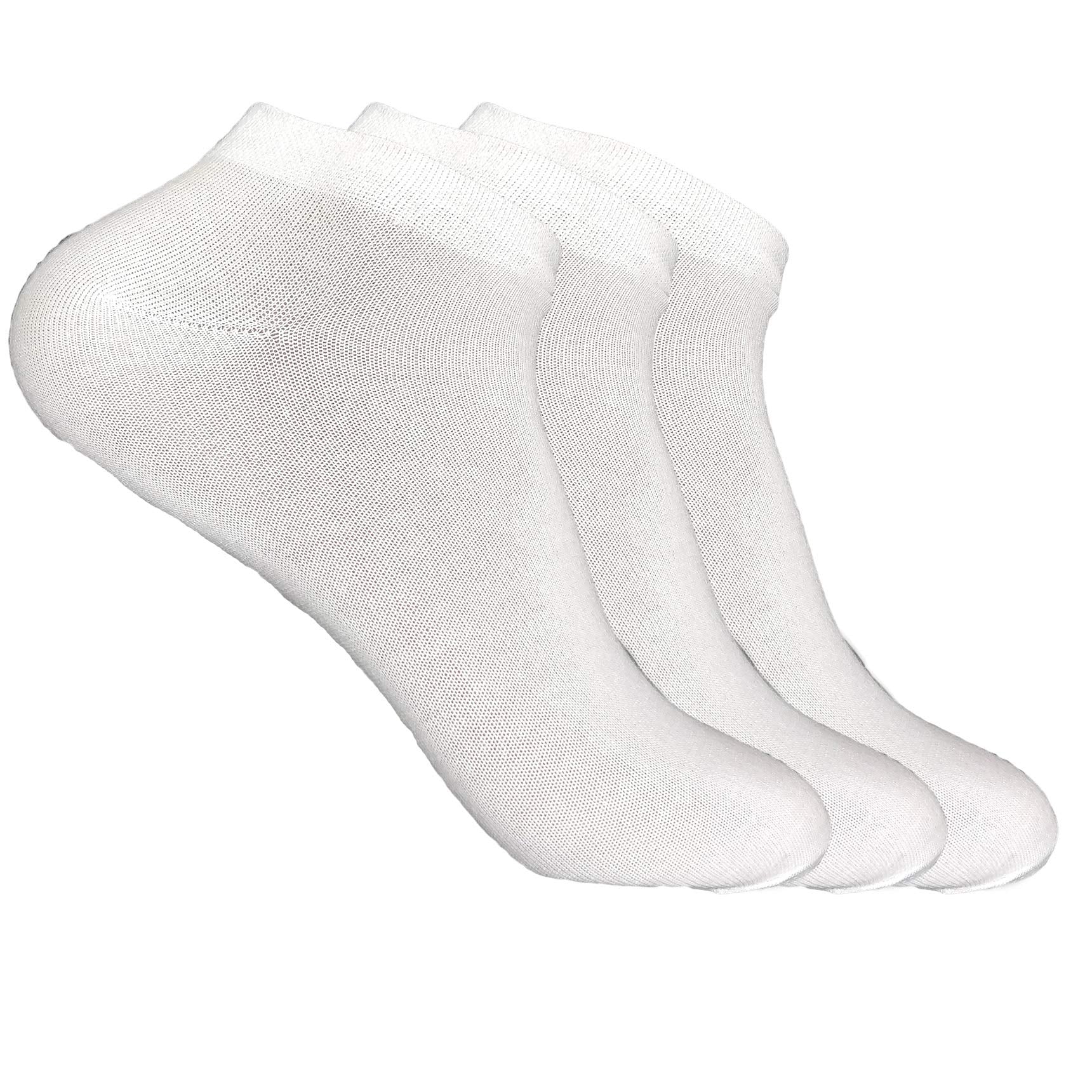 Queery Cotton Ankle Length Socks For Men (White, Pack Of 3)