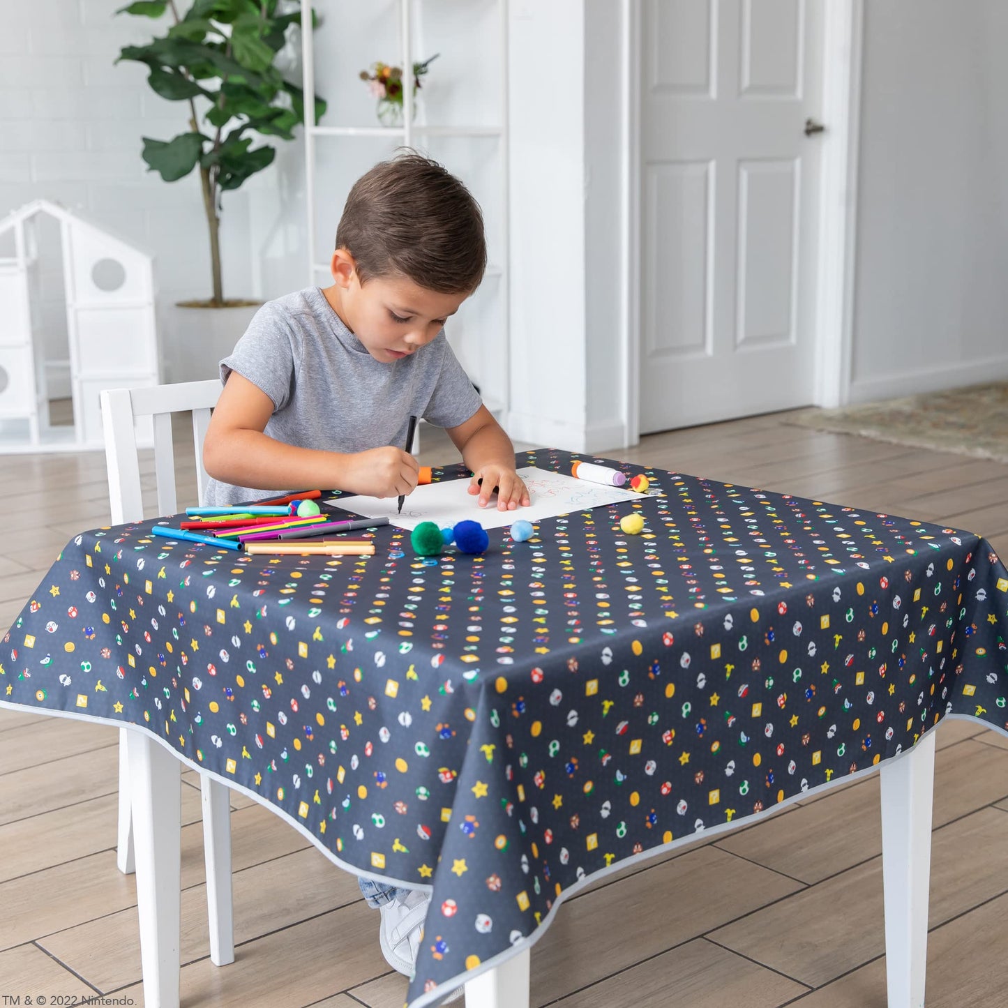 Bumkins Baby Splat Mat For Under High Chair, Nintendo Super Mario Waterproof Washable Cloth For Arts And Crafts, Playtime Mats F