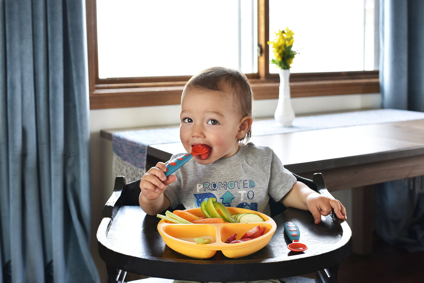Pandaear Divided Unbreakable Silicone Baby And Toddler Plates - 3 Pack - Non-Slip - Dishwasher And Microwave Safe - Silicone (Bl