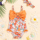 Mioglrie Baby Girl Swimsuit Infant Bathing Suits Newborn 0-3 Month For Girls Summer Beach Swim Suit Orange Floral One Piece Swim