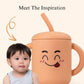Fumiko Sippy Cups For Toddlers 1-3 - Adorable Personality Designs, Built-In Straw Lock, Easy-Grip Handles, (Fuzzy Orange)