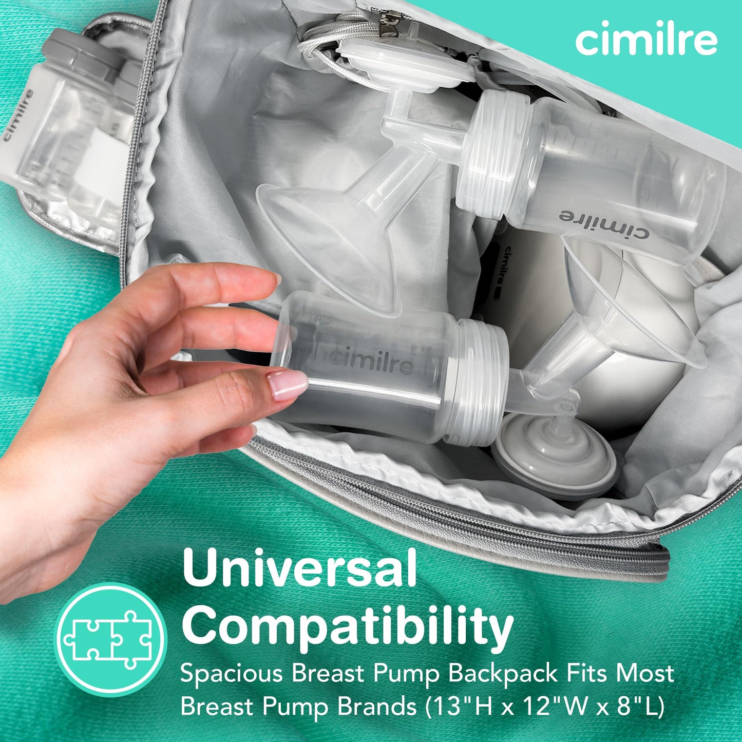 Cimilre Journey Breast Pump Backpack, Stylish & Functional Breast Pump Bag With Plenty Of Pockets & Collapsible Compartments, Ea